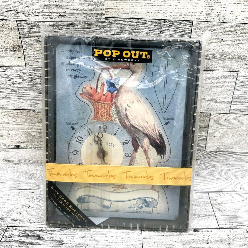 Brand New Sealed Pop Outs by Timeworks Baby Gift Card Enclosed Clock